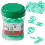 Permatomi skaičiai ir matematiniai ženklai šviečiančiai lentai