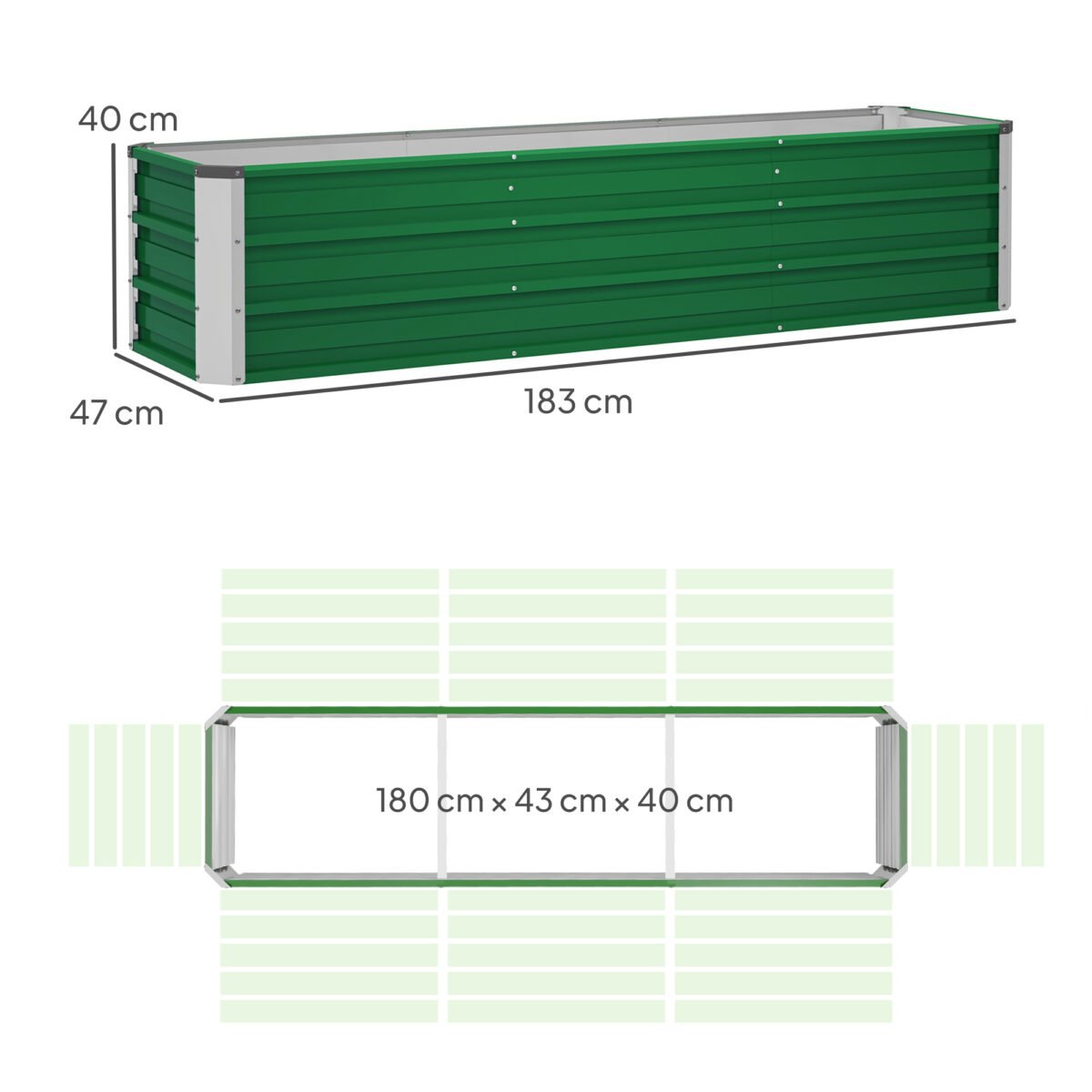 Plieninė pakelta lysvė su 3 sodinimo skyriais ir atviru dugnu – Paveikslėlis 3