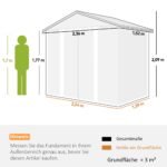 Plieninis sodo įrankių sandėliukas su medžio imitacija ir ventiliacijos angomis