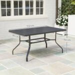 Plieninis sodo stalas 152x90 cm, atsparus oro sąlygoms, su skėčio anga – Paveikslėlis 3