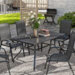 Plieninis sodo stalas 152x90 cm, atsparus oro sąlygoms, su skėčio anga – Paveikslėlis 8