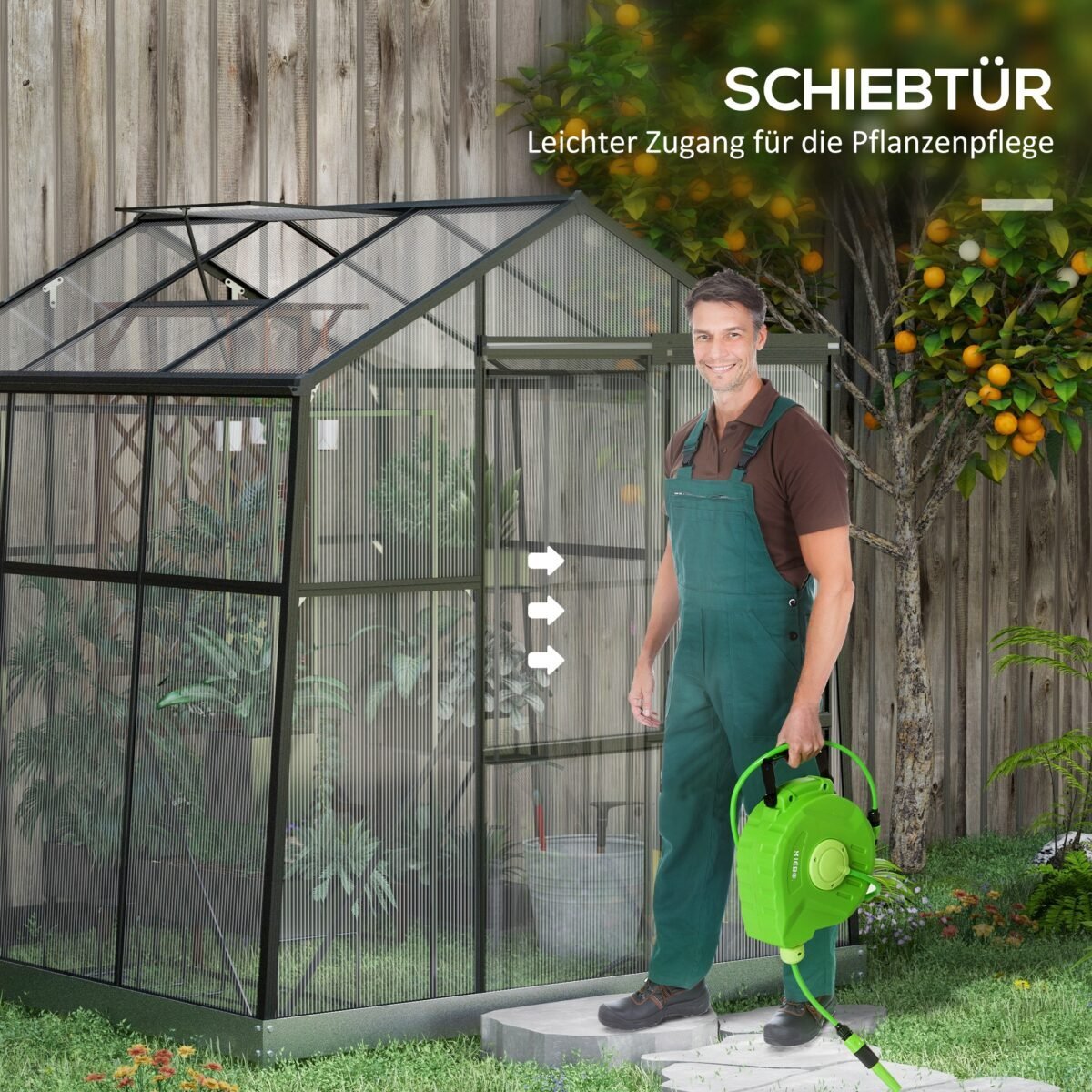 Polikarbonatinis šiltnamis su reguliuojamu stogo langu – Paveikslėlis 6