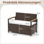 Poliratano sodo dvivietis suoliukas su daiktadėže ir pagalvėle (Balta) – Paveikslėlis 2