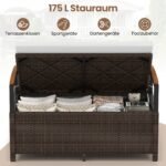 Poliratano sodo dvivietis suoliukas su daiktadėže ir pagalvėle (Balta) – Paveikslėlis 3