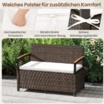 Poliratano sodo dvivietis suoliukas su daiktadėže ir pagalvėle (Balta) – Paveikslėlis 5