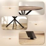 Pramoninio stiliaus apvalus valgomojo stalas 4 asmenims su X formos plieninėmis kojomis – Paveikslėlis 6