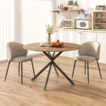 Pramoninio stiliaus apvalus valgomojo stalas 4 asmenims su X formos plieninėmis kojomis – Paveikslėlis 7