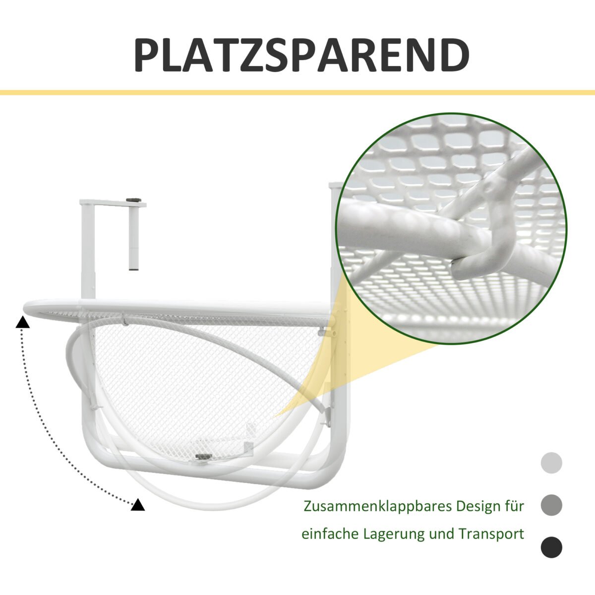 Pusapvalis pakabinamas staliukas balkonui reguliuojamo aukščio – Paveikslėlis 5