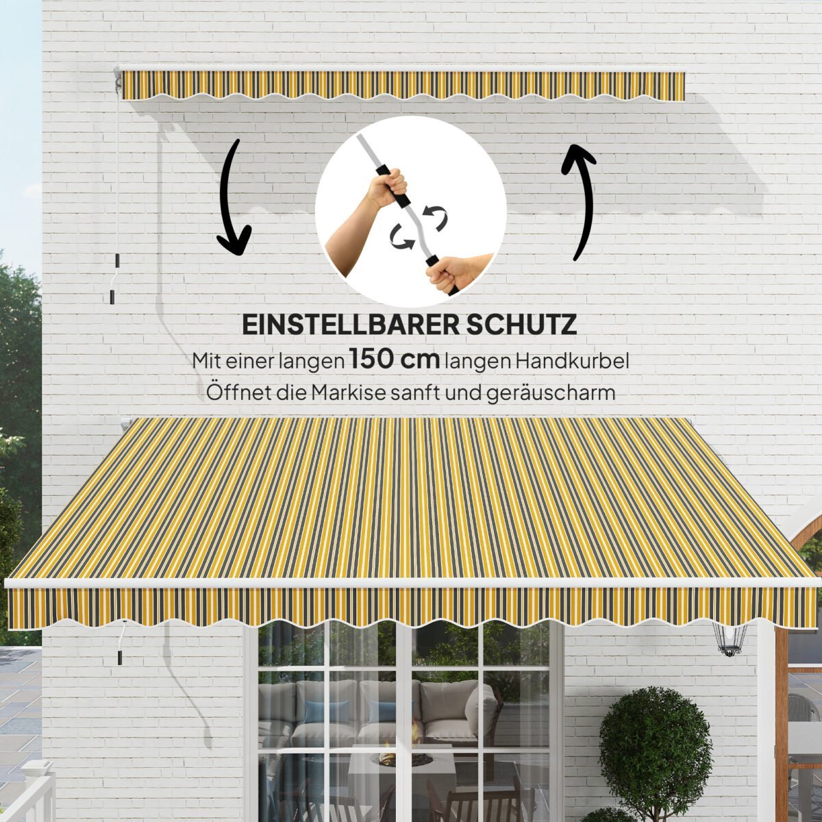 Rankinio valdymo markizė su reguliuojamu pasvirimo kampu, 3,5 x 2,5 m – Paveikslėlis 6