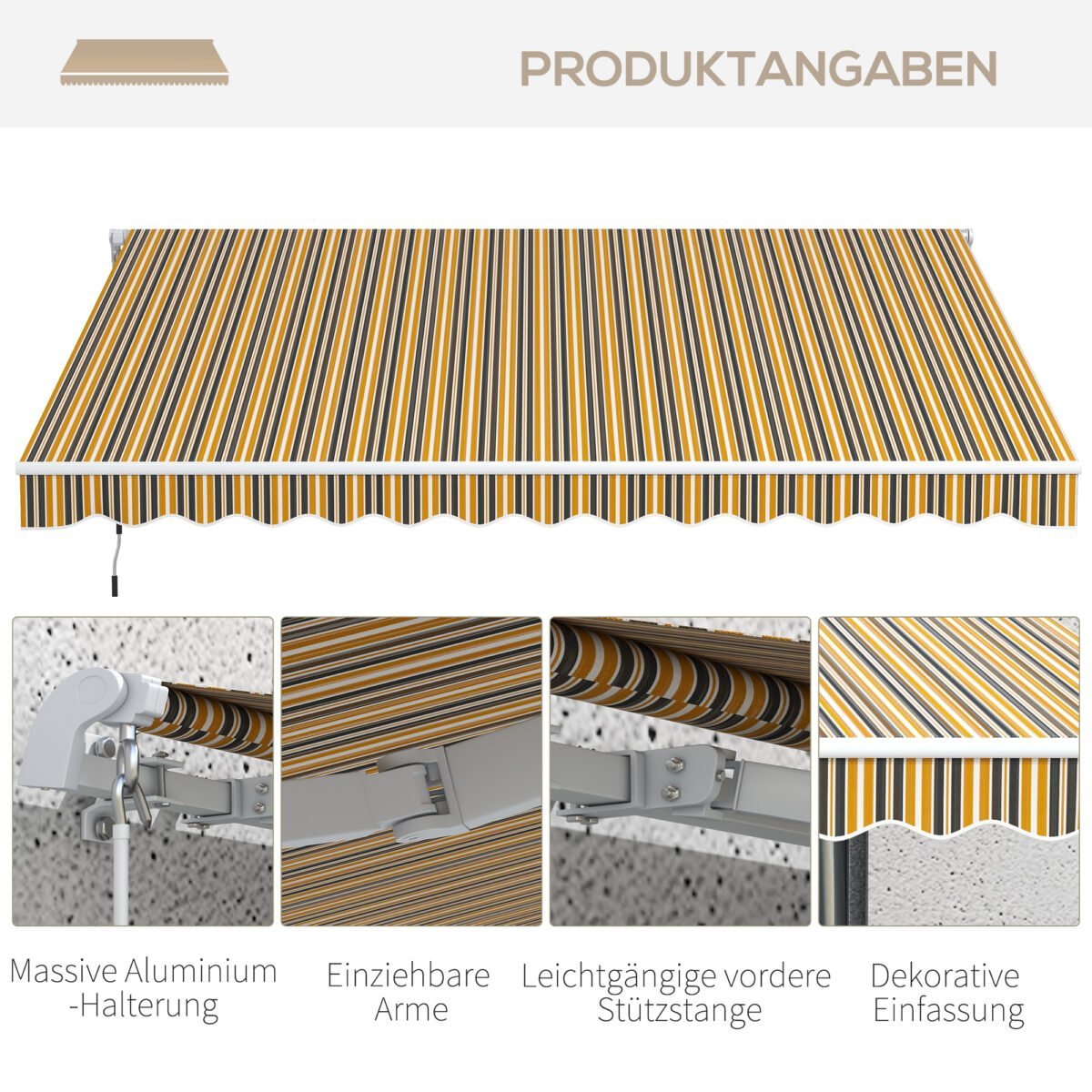 Rankinio valdymo markizė su reguliuojamu pasvirimo kampu, 3,5 x 2,5 m – Paveikslėlis 7