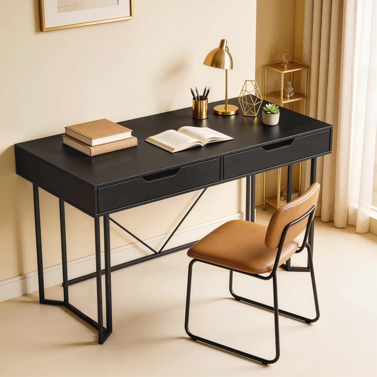 Rašomasis stalas su dviem stalčiais 120x60 cm – Paveikslėlis 2