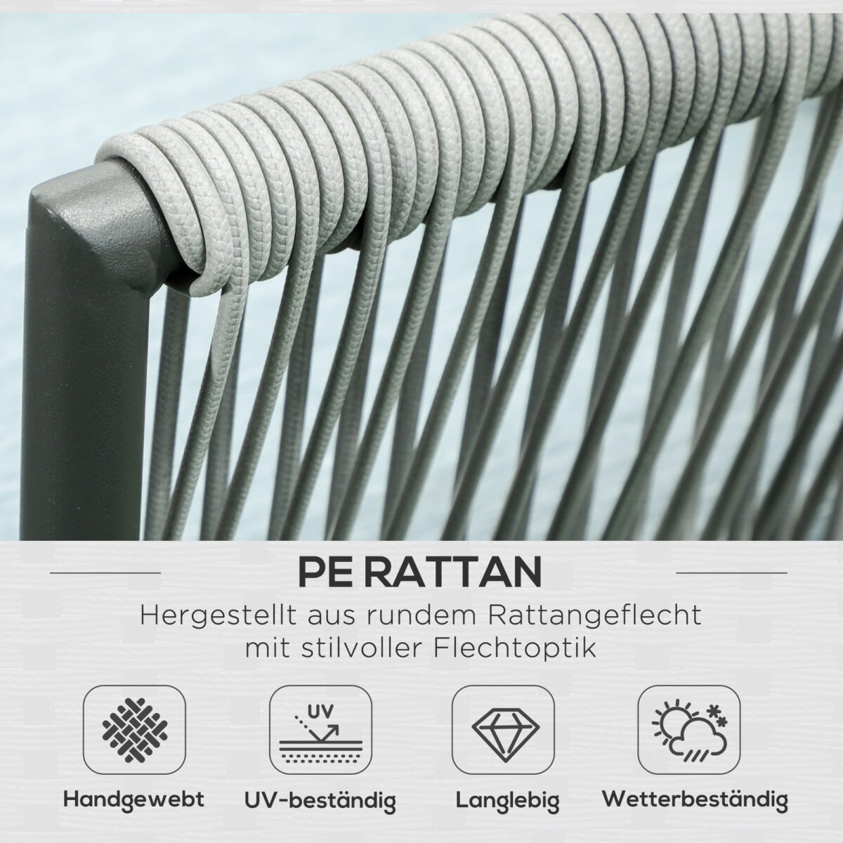 Rataninis 4 vietų lauko baldų komplektas su aliuminio rėmu – Paveikslėlis 4