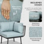 Rataninis 4 vietų lauko baldų komplektas su aliuminio rėmu – Paveikslėlis 5