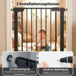 Reguliuojami apsauginiai laiptų ir durų varteliai su automatiniu uždarymu (Juoda)