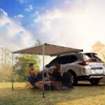Reguliuojamo aukščio ir vandeniui atspari automobilinė šoninė markizė