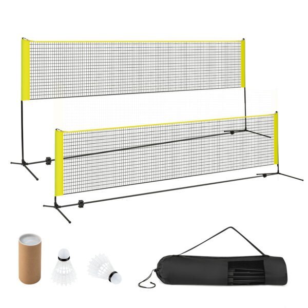 Reguliuojamo aukščio badmintono tinklas su stovu (Geltona)