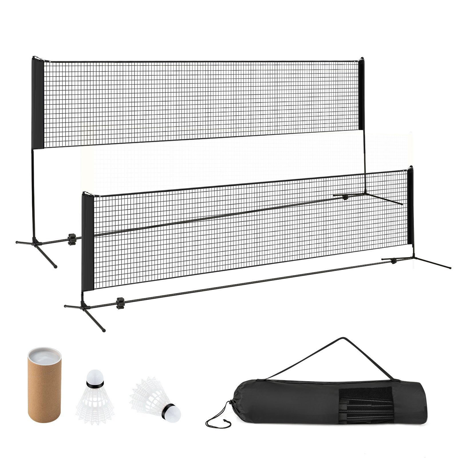 Reguliuojamo aukščio badmintono tinklas su stovu (Juoda)