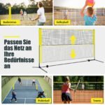 Reguliuojamo aukščio badmintono tinklas su stovu ir transportavimo krepšiu (Geltona) – Paveikslėlis 3