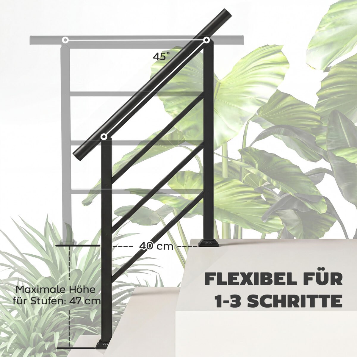 Reguliuojamo kampo laiptų turėklas 1-3 laipteliams – Paveikslėlis 4
