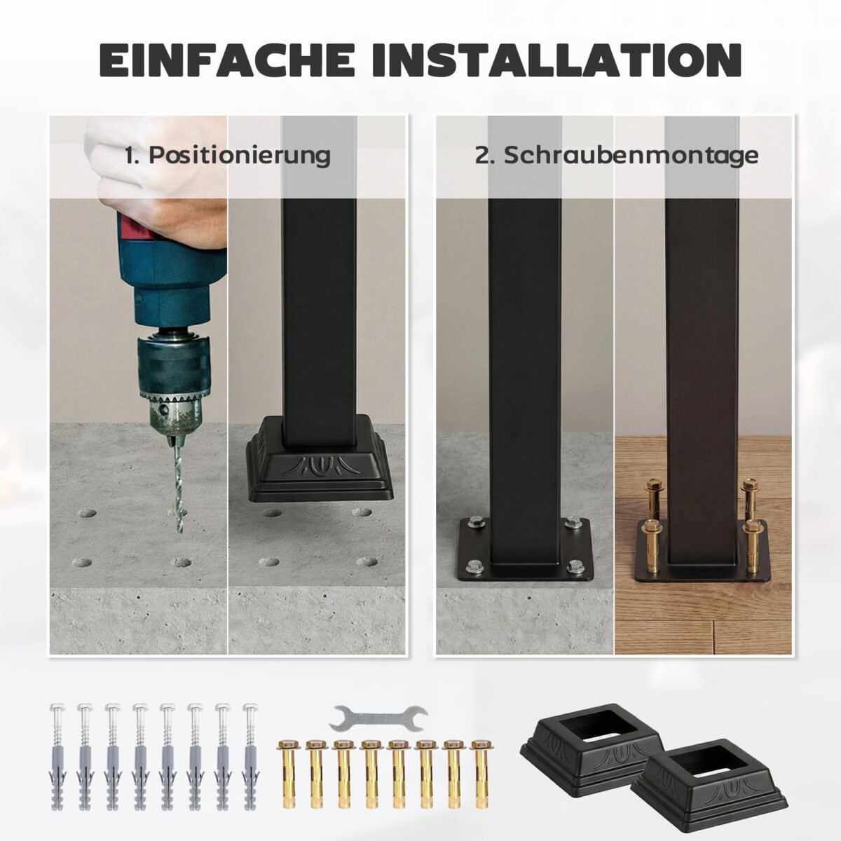 Reguliuojamo kampo laiptų turėklas 1-3 laipteliams – Paveikslėlis 6