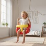 Reguliuojamos vaikiškos sūpuoklės su atlošu ir apsauginiu barjeru – Paveikslėlis 2