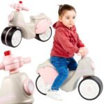 Retro paspiriamasis motoroleris mergaitėms su tyliai riedančiais ratais