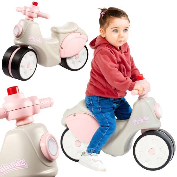 Retro paspiriamasis motoroleris mergaitėms su tyliai riedančiais ratais