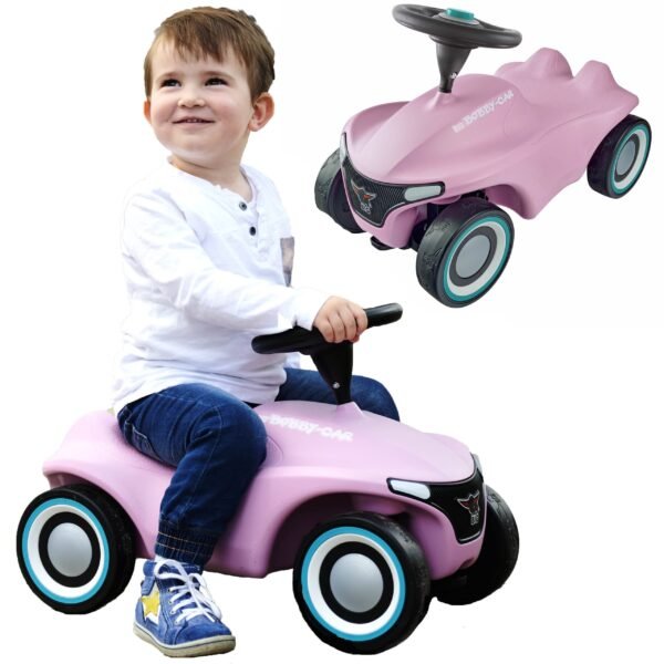 Rožinis paspiriamas automobilis vaikams