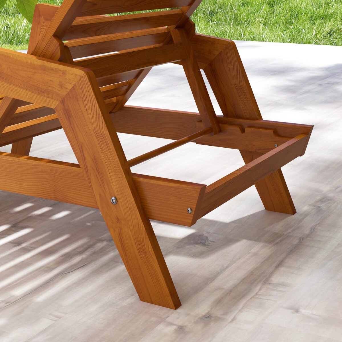 Saulės gultas iš pušies medienos, visiškai atlošiamas – Paveikslėlis 9