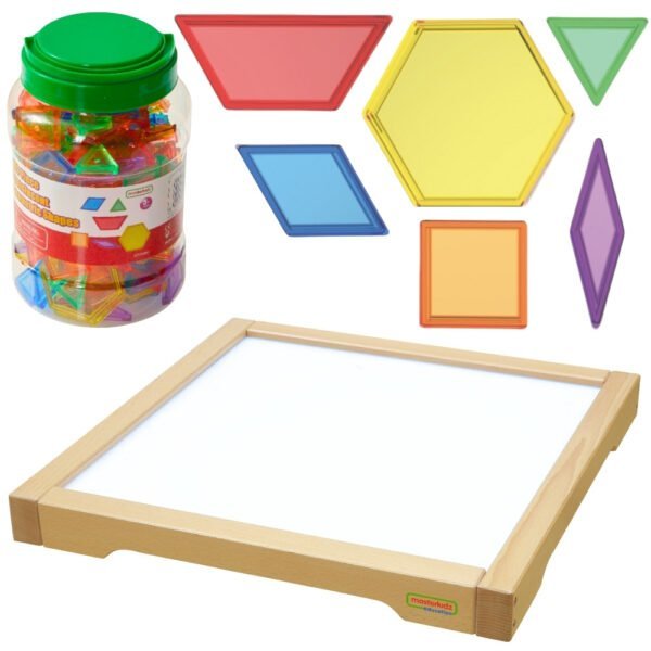 Sensorinė LED šviesdėžė su 140 Montessori mozaikos kaladėlių