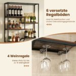 Sieninė vyno lentyna su butelių ir taurių laikikliais (Kaimiška ruda) – Paveikslėlis 3