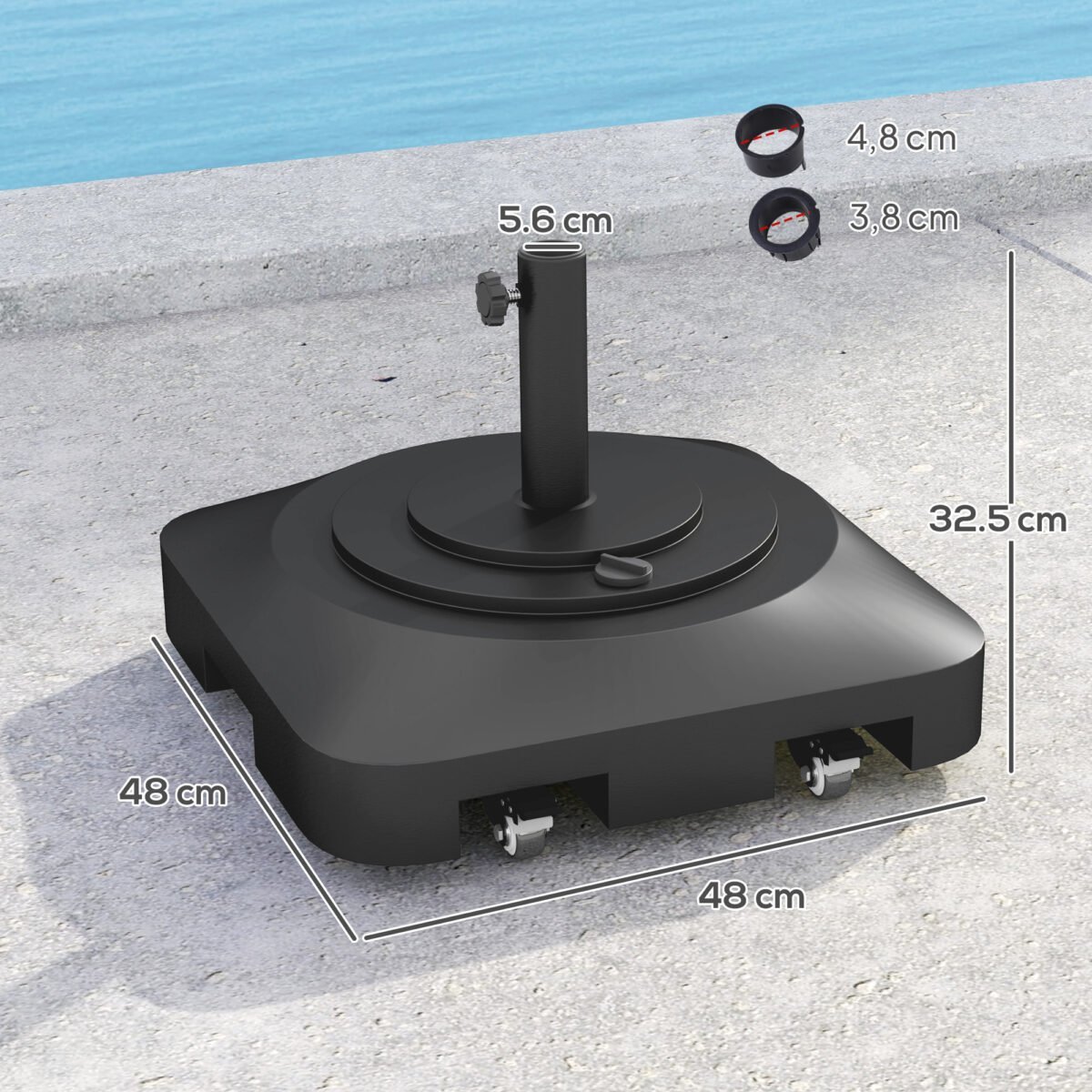 Pripildomas plastikinis skėčio stovas su ratukais – Paveikslėlis 3