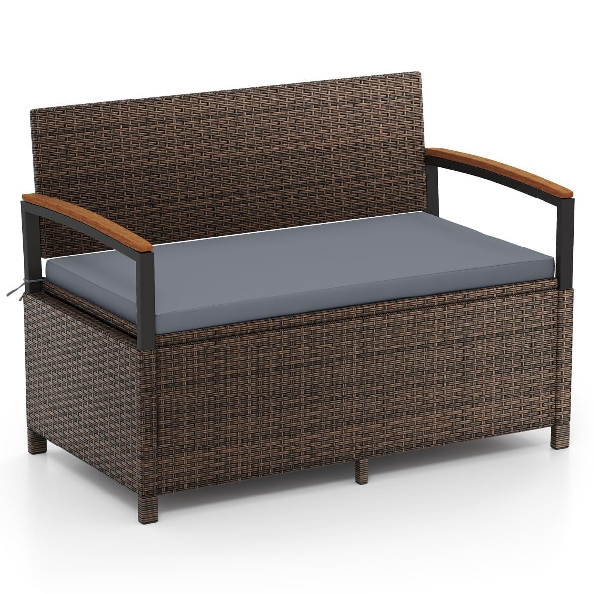 Sodo PE ratano suoliukas su daiktadėže (Pilka)