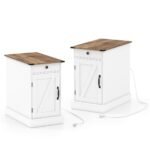 Šoninis staliukas su įkrovimo stotele ir paslėpta daiktadėže 2 vnt. (Balta)
