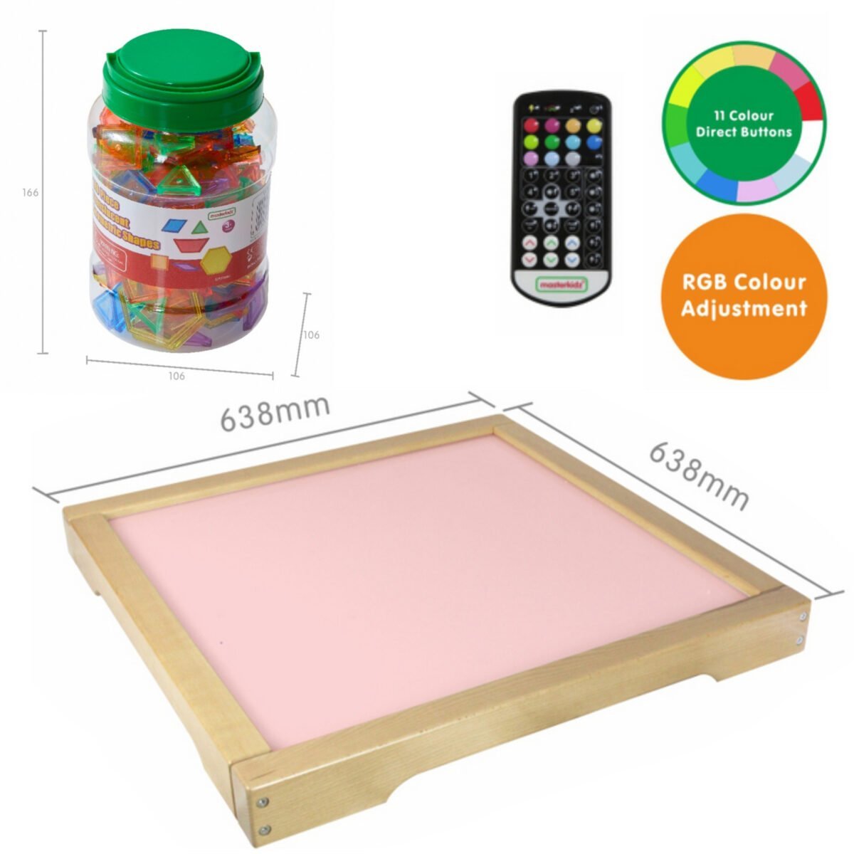 Spalvas keičianti LED šviesos lenta su pulteliu ir 140 Montessori mozaikos kaladėlių – Paveikslėlis 4