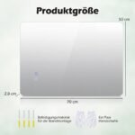 Stačiakampis LED vonios veidrodis su apsauga nuo rasojimo ir reguliuojamu apšvietimu 70 x 50 cm (Sidabrinė) – Paveikslėlis 3