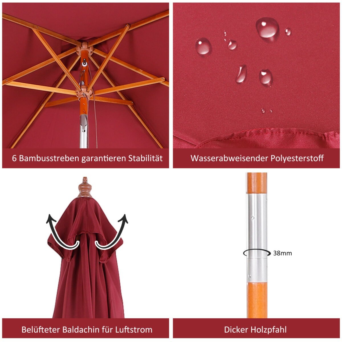 Stačiakampis sodo skėtis su 3 padėčių pasvirimo mechanizmu – Paveikslėlis 6