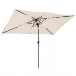 Stačiakampis terasos skėtis su saulės LED apšvietimu ir pasvirimo funkcija