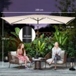 Stačiakampis terasos skėtis su saulės LED apšvietimu ir pasvirimo funkcija – Paveikslėlis 3