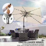 Stačiakampis terasos skėtis su saulės LED apšvietimu ir pasvirimo funkcija – Paveikslėlis 8