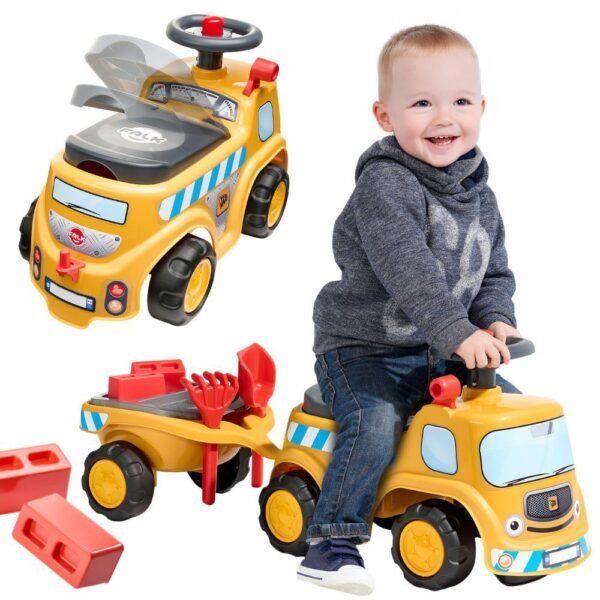 Statybinis paspirtukas-sunkvežimis su priekaba ir įrankiais