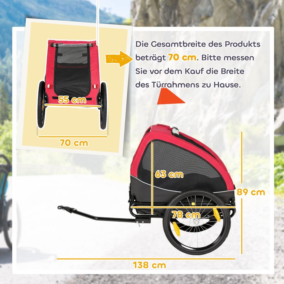 Sulankstoma dviračio priekaba šunims iki 20 kg – Paveikslėlis 3