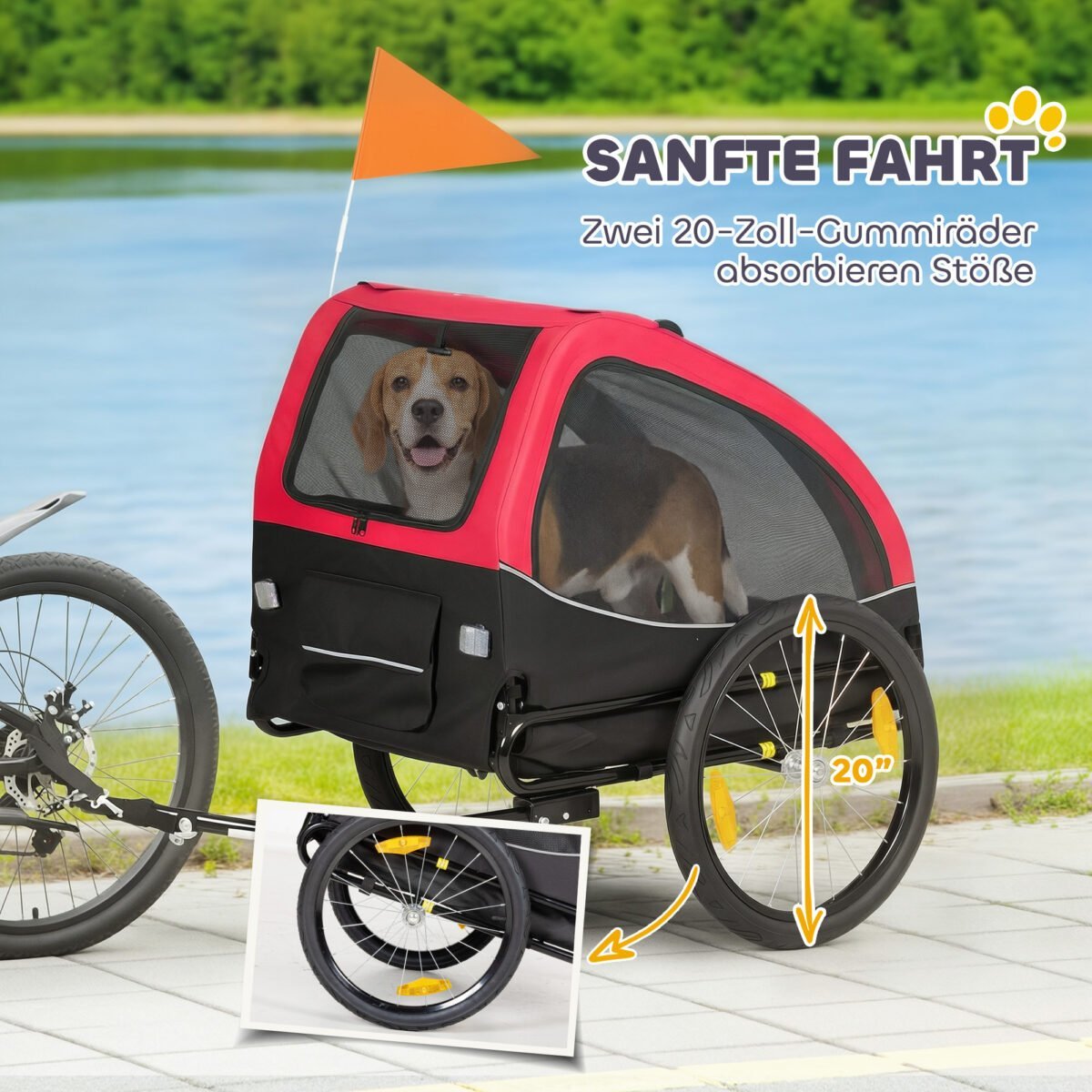 Sulankstoma dviračio priekaba šunims iki 20 kg – Paveikslėlis 5