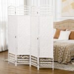 Sulankstomas 4 dalių paravanas su popieriaus pynimo panelėmis 160x170 cm – Paveikslėlis 2