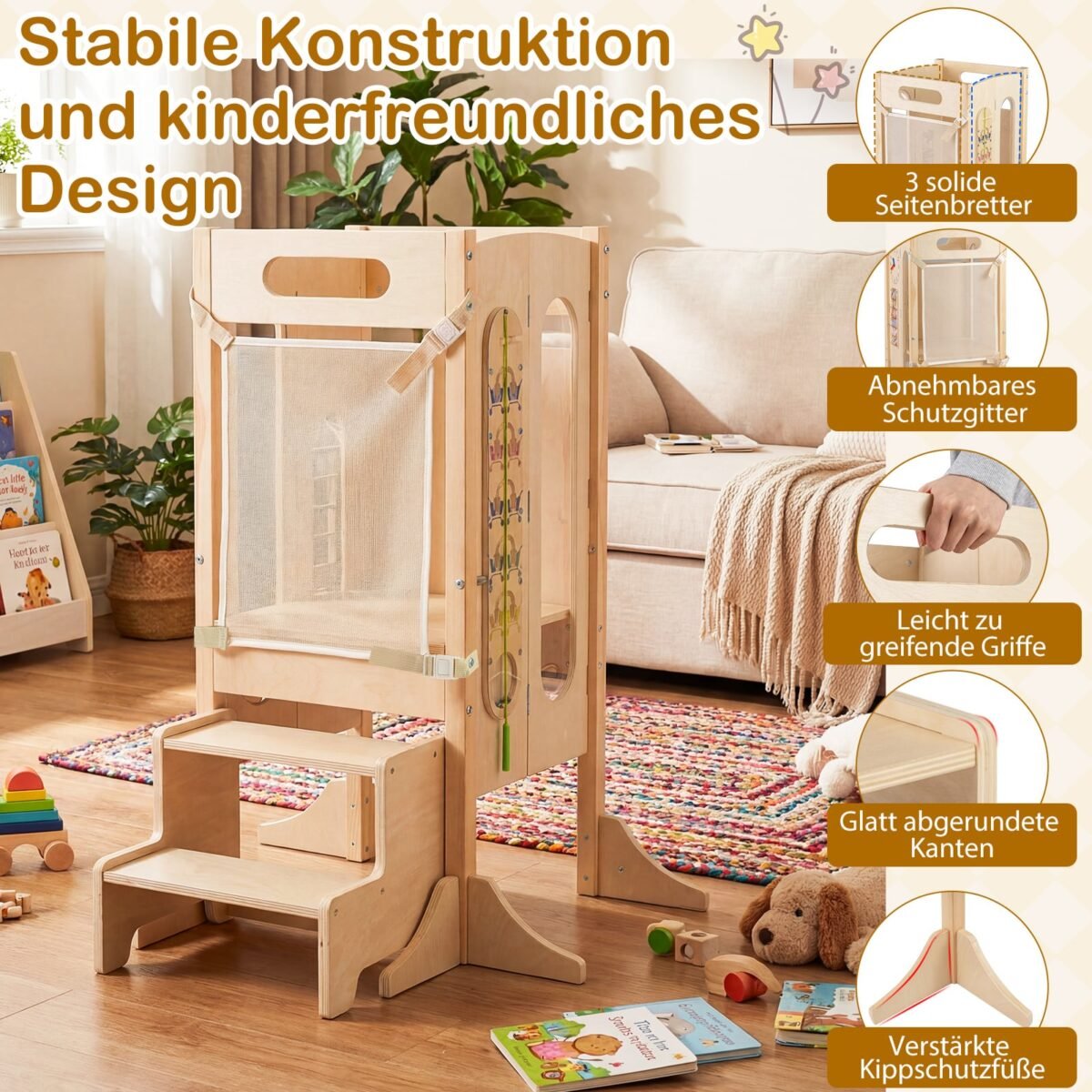 Sulankstomas mokomasis bokštas su 2 pakopų kėdute (Natūrali) – Paveikslėlis 4