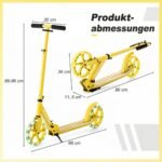 Sulankstomas paspirtukas su reguliuojamu aukščiu ir LED ratais (Geltona) – Paveikslėlis 2
