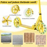 Sulankstomas paspirtukas su reguliuojamu aukščiu ir LED ratais (Geltona) – Paveikslėlis 5