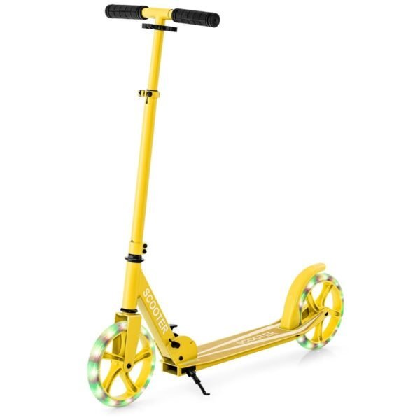 Sulankstomas paspirtukas su reguliuojamu aukščiu ir LED ratais (Geltona)