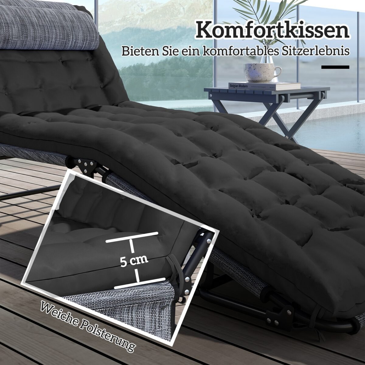 Sulankstomas saulės gultas su reguliuojamu atlošu – Paveikslėlis 7