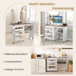 Sulankstomas siuvimo stalas su ratukais ir integruotomis daiktadėžėmis (Balta) – Paveikslėlis 3